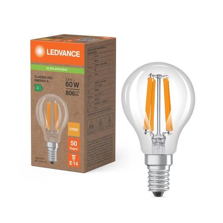 LEDVANCE LED Classic P 60 Filament třída A S 3.8W 827 čirá E14 4099854477607