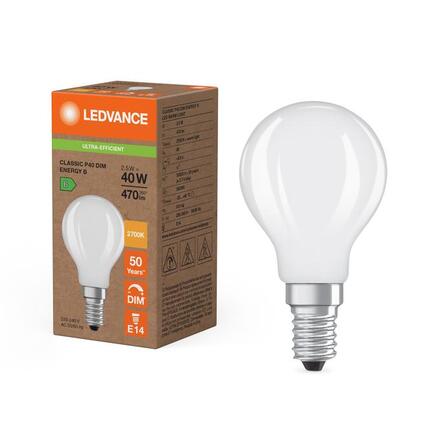 LEDVANCE LED Classic P 40 Filament DIM třída B S 2.5W 827 matná E14 4099854477706