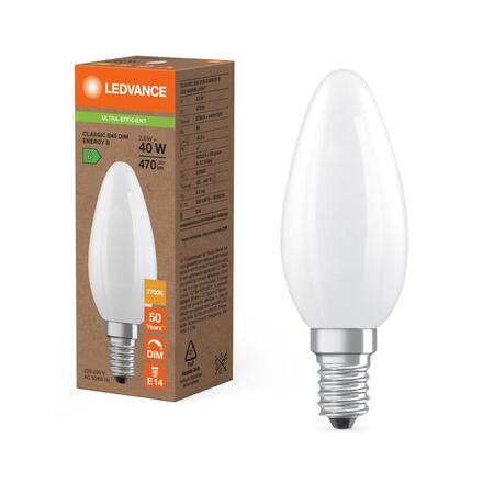 LEDVANCE LED Classic B 40 Filament DIM třída B S 2.5W 827 matná E14 4099854478116