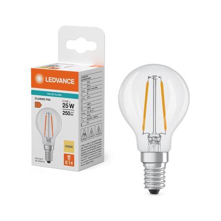 LEDVANCE LED Classic P 25 Filament V 2.5W 830 čirá E14 4099854482243