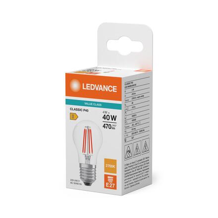 LEDVANCE LED Classic P 40 Filament V 4W 827 čirá E27 4099854482441