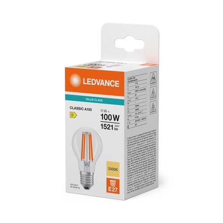 LEDVANCE LED Classic A 100 Filament V 11W 830 čirá E27 4099854482564
