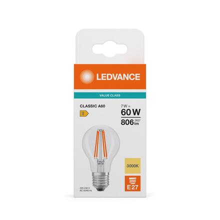LEDVANCE LED Classic A 60 Filament V 7W 830 Clear E27 4099854482625