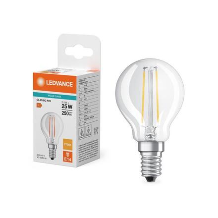 LEDVANCE LED Classic P 25 Filament 2.5W 827 Clear E14 4099854482748