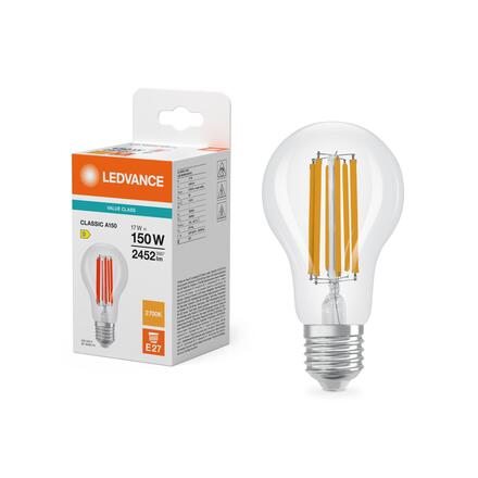 LEDVANCE LED Classic A 150 Filament V 17W 827 čirá E27 4099854484490