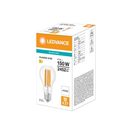 LEDVANCE LED Classic A 150 Filament V 17W 840 Clear E27 4099854484513