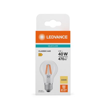 LEDVANCE LED Classic A 40 Filament V 4W 830 Clear E27 4099854485831