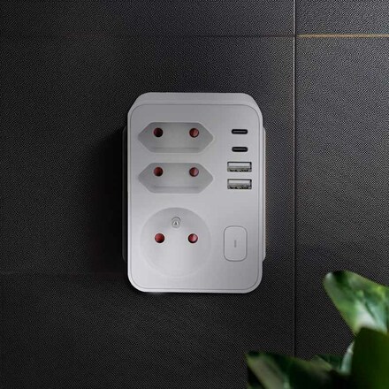 Solight rozbočka, 1x 16A + 2x 2,5A, 2xUSB A+C, bílá, vypínač P109C