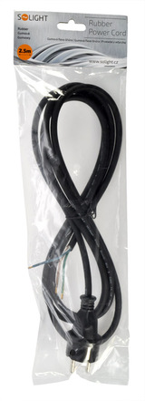 Solight flexo šňůra, 3x 1mm2, gumová, černá, 2,5m PF34