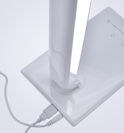 Solight LED stolní lampička stmívatelná, 12W, volba teploty světla, USB, bílý lesk WO37-W