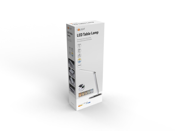 Solight LED stolní lampička stmívatelná, 12W, volba teploty světla, USB, bílý lesk WO37-W