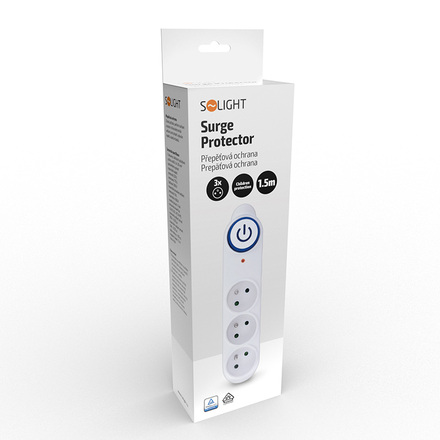 Solight přepěťová ochrana, 3 zásuvky, 1,5m, bílá PO39