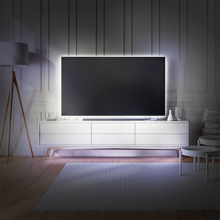 Solight LED pásek pro TV, 100cm, USB, vypínač, studená bílá WM501