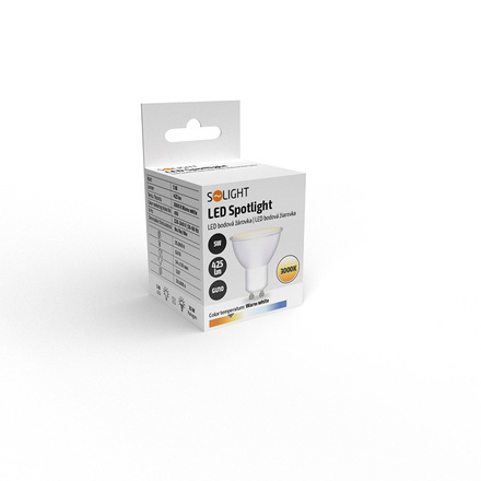 Solight LED žárovka, bodová , 5W, GU10, 3000K, 425lm, bílá WZ316A-1