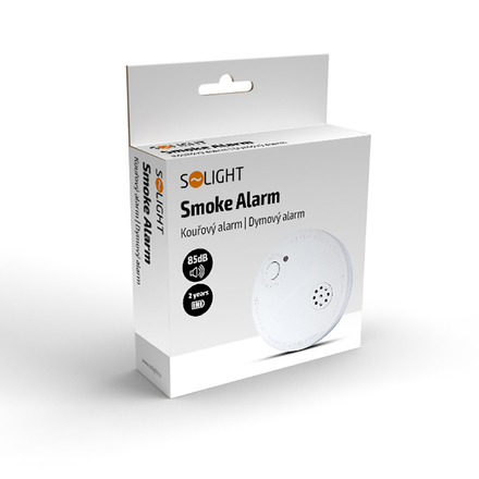 Solight detektor kouře + alarm, 85dB, bílý + 9V baterie 1D33