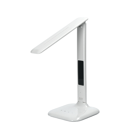 Solight LED stmívatelná stolní lampička s displejem, 7W, volba teploty světla, bílý lesk WO43