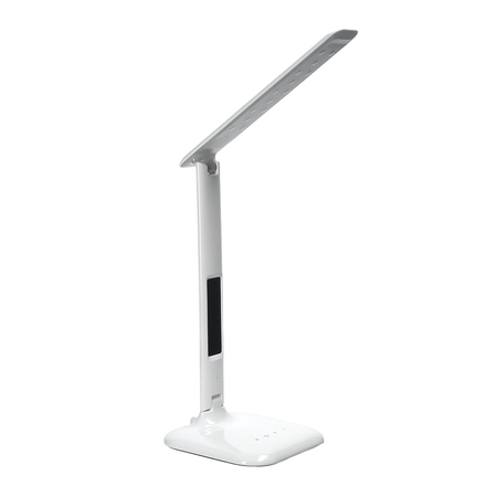 Solight LED stmívatelná stolní lampička s displejem, 7W, volba teploty světla, bílý lesk WO43