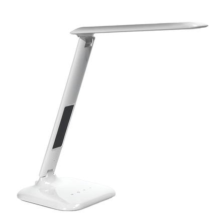 Solight LED stmívatelná stolní lampička s displejem, 7W, volba teploty světla, bílý lesk WO43