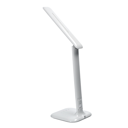 Solight LED stmívatelná stolní lampička s displejem, 7W, volba teploty světla, bílý lesk WO43