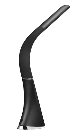 Solight LED stolní lampička s displayem, 6W, 4100K, kůže, černá WO46-B