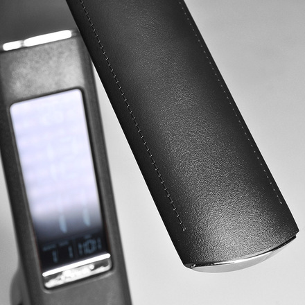 Solight LED stolní lampička s displayem, 6W, 4100K, kůže, černá WO46-B