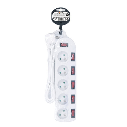 Solight prodlužovací přívod, 5 zásuvek, bílý, 6x vypínač, 2m PP143