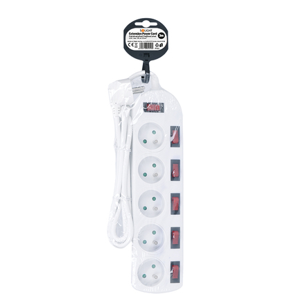 Solight prodlužovací přívod, 5 zásuvek, bílý, 6x vypínač, 3m PP144