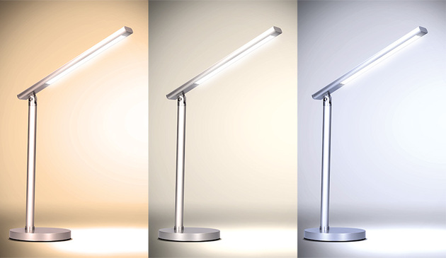 Solight LED stolní lampička, 7W, stmívatelná, změna chromatičnosti, stříbrná barva WO53-S