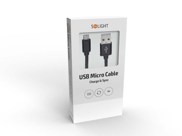 Solight USB kabel, USB 2.0 A konektor - USB B micro konektor, blistr, 2m SSC1402
