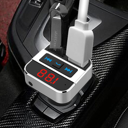 Solight FM transmitter s bluetooth připojením do auta, 2x USB + handsfree BT02