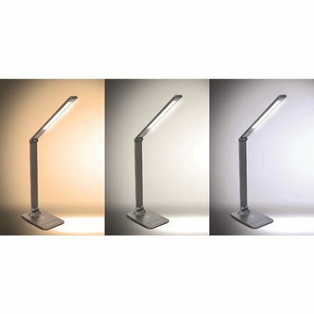 Solight LED stmívatelná lampička s bezdrátovým nabíjením, 10W, změna chromatičnosti, šedá WO55-G