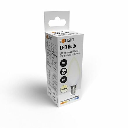 Solight LED žárovka, svíčka, 8W, E14, 4000K, 720lm WZ428-1