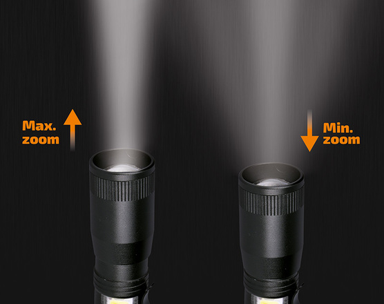Solight LED kovová svítilna, 150 +60lm, 3W + COB, AA, černá WL115