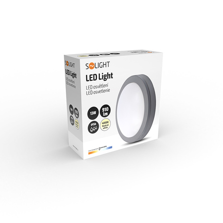 Solight LED venkovní osvětlení Siena, šedé, 13W, 910lm, 4000K, IP54, 17cm WO746