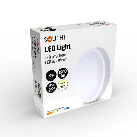 Solight LED venkovní osvětlení kulaté, 20W, 1500lm, 4000K, IP54, 20cm WO750