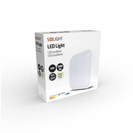 Solight LED venkovní osvětlení čtvercové, 20W, 1500lm, 4000K, IP54, 19cm WO752