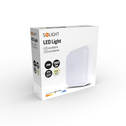 Solight LED venkovní osvětlení čtvercové, 20W, 1500lm, 4000K, IP54, 19cm WO752