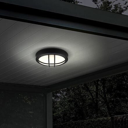 Solight LED venkovní osvětlení kulaté s mřížkou, 20W, 1500lm, 4000K, IP65, 23cm, černá WO754