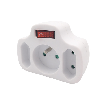 Solight rozbočka, 1x 10A + 2x 2,5A, bílá, vypínač P103
