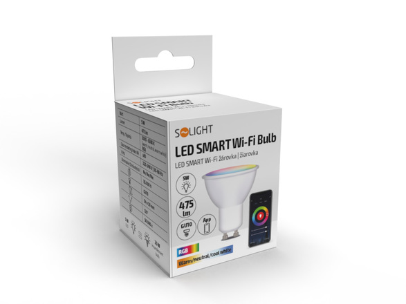 Solight LED SMART WIFI žárovka, GU10, 5W, RGB, 425lm WZ326