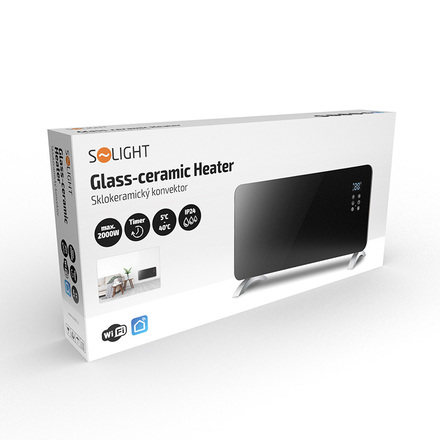Solight horkovzdušný konvektor sklokeramický 2000W, WiFi, LCD, nastavitelný termostat, časovač KP01WIFI