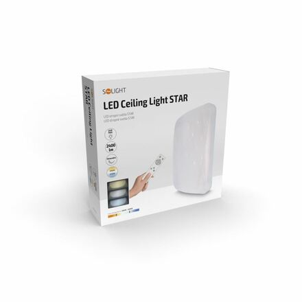 Solight LED stropní světlo Star, čtvercové, 24W,1440lm, dálkové ovládání, 37cm WO762