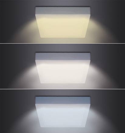 Solight LED mini panel CCT, přisazený, 18W, 1530lm, 3000K, 4000K, 6000K, čtvercový WD173