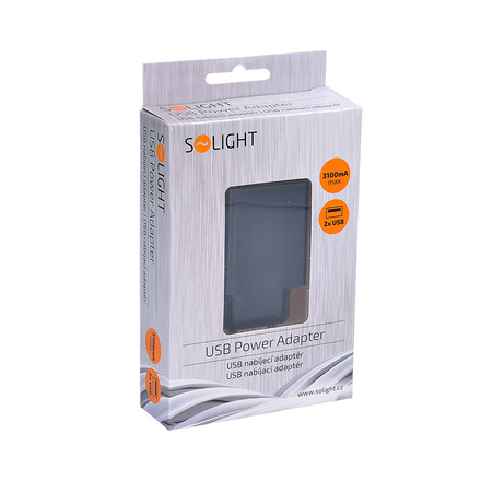 Solight USB nabíjecí adaptér, 2x USB, 3100mA max., AC 230V, černý DC48A