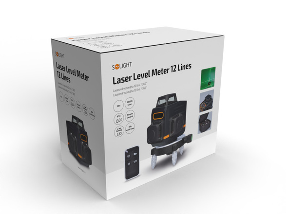 Solight laserová vodováha 12 linií, 360°, zelený laser LLM360