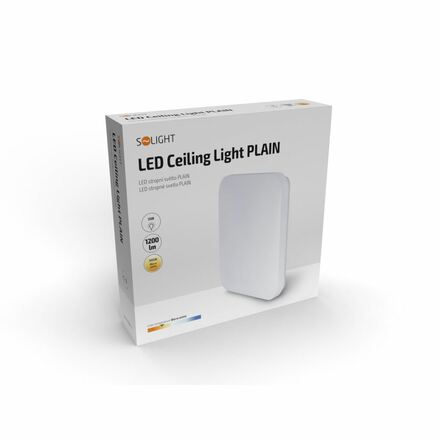 Solight LED stropní světlo Plain, 15W, 1200lm, 3000K, čtvercové, 28cm WO789