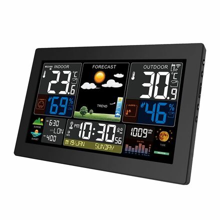 Solight meteostanice, XL barevný LCD, teplota, vlhkost, tlak, RCC, černá TE81XL