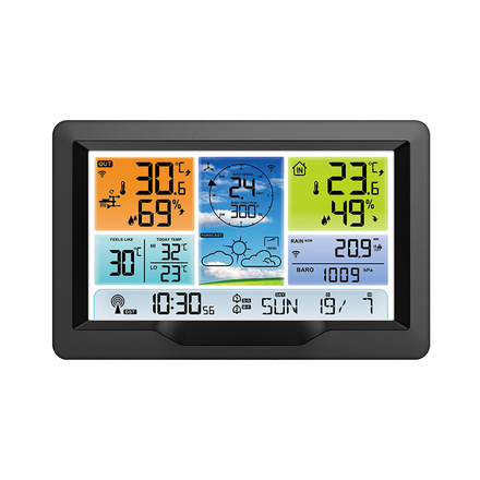 Solight profesionální meteostanice, přehledný a designový displej, tlak, teplota, vlhkost, srážky, hodnoty větru TE90