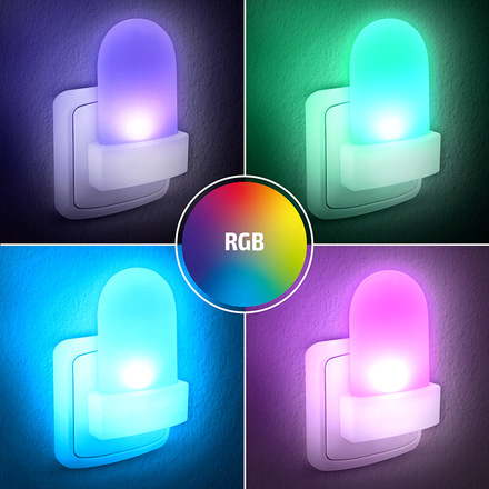 Solight noční LED RGB světélko se světelným sensorem, volitelná barva světla, 230V WL910