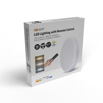 Solight LED osvětlení LECCE s dálkový ovladačem, 50W, 3000lm, 40cm, změna chromatičnosti, stmívatelné, bílá WO799